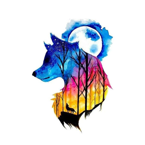 Tatouage Loup Coloré